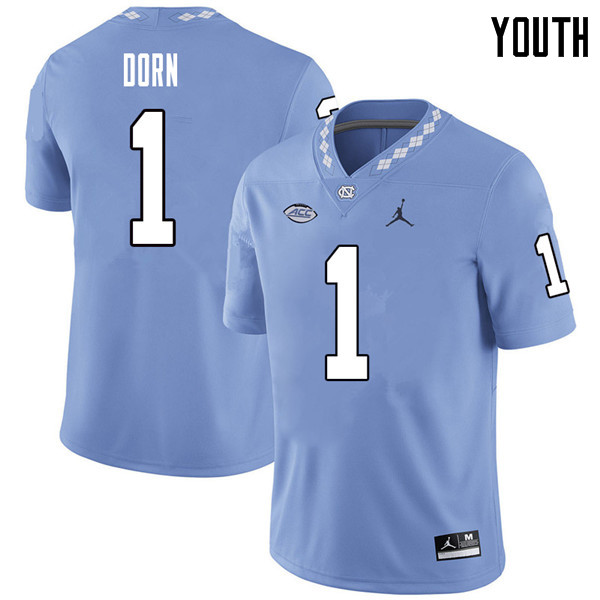 Jordan Brand Youth #1 Myles Dorn North Carolina Tar Heels College Football Jerseys Sale-Carolina Blu